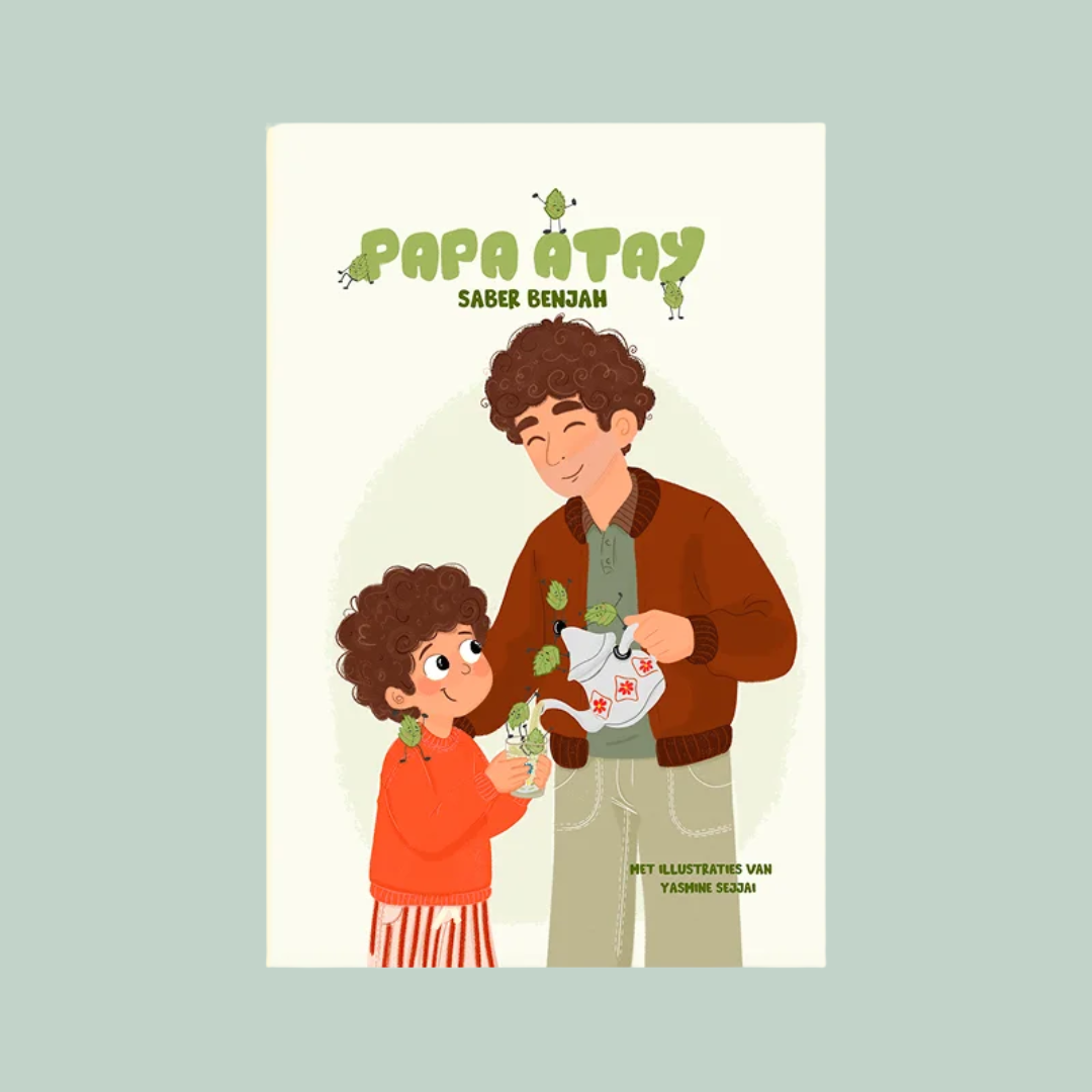 Boekcover van Papa Atay, een warm kinderboek over familie en Marokkaanse tradities